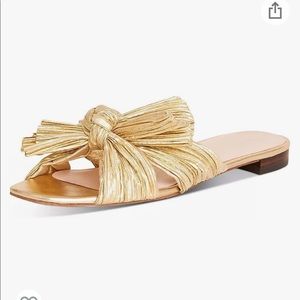 Gold Bow Slide Sandals